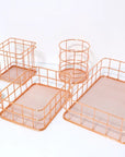 Metal Iron Makeup Pen Storage Basket Office Desktop