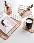 Metal Iron Makeup Pen Storage Basket Office Desktop